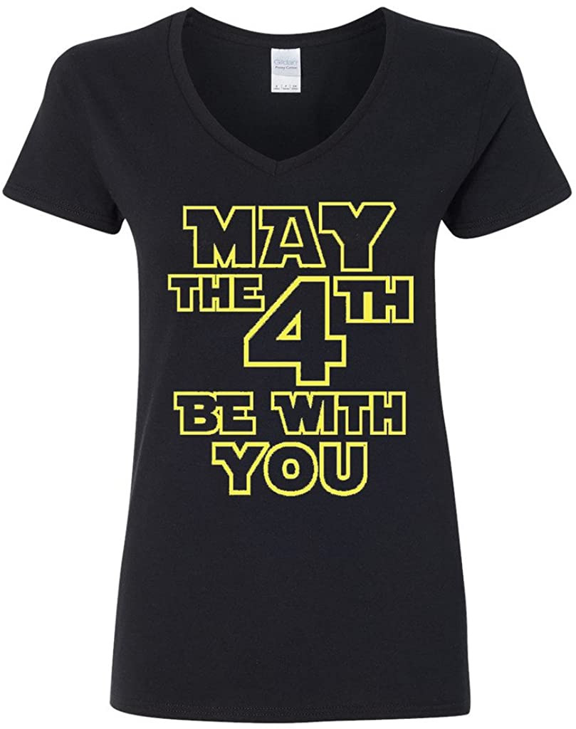 V-Neck Ladies May The 4th Be With You Movie TV T-Shirt