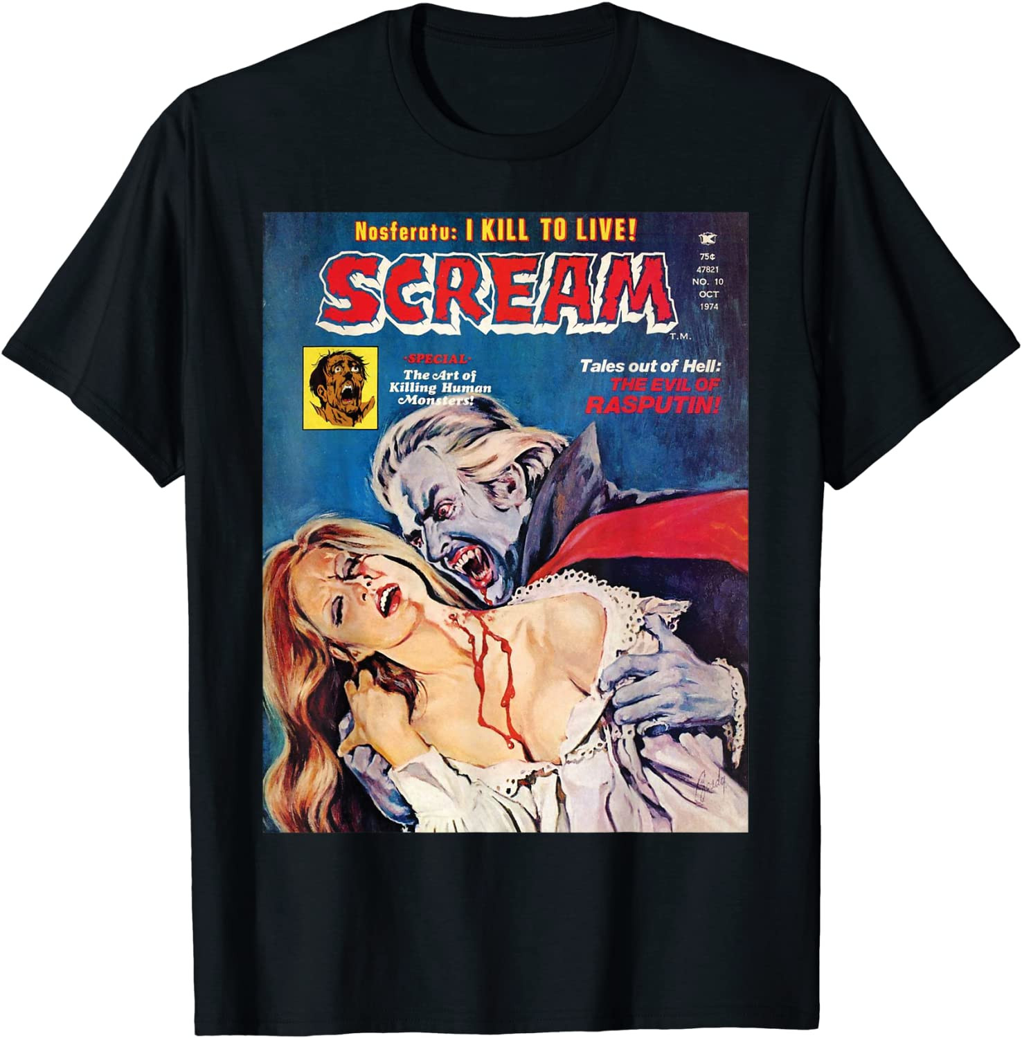 Vampire Dracula Halloween Horror Vintage Comic Book Retro T-Shirt