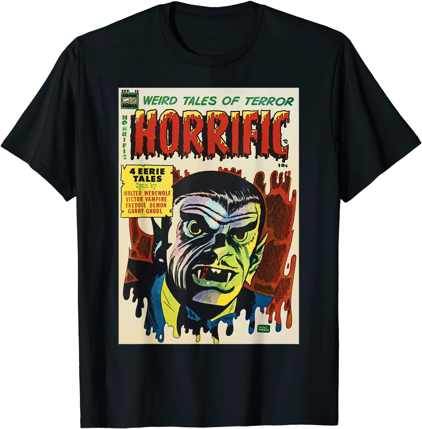 Vampire Halloween Horror Vintage Comic Book Retro T-Shirt