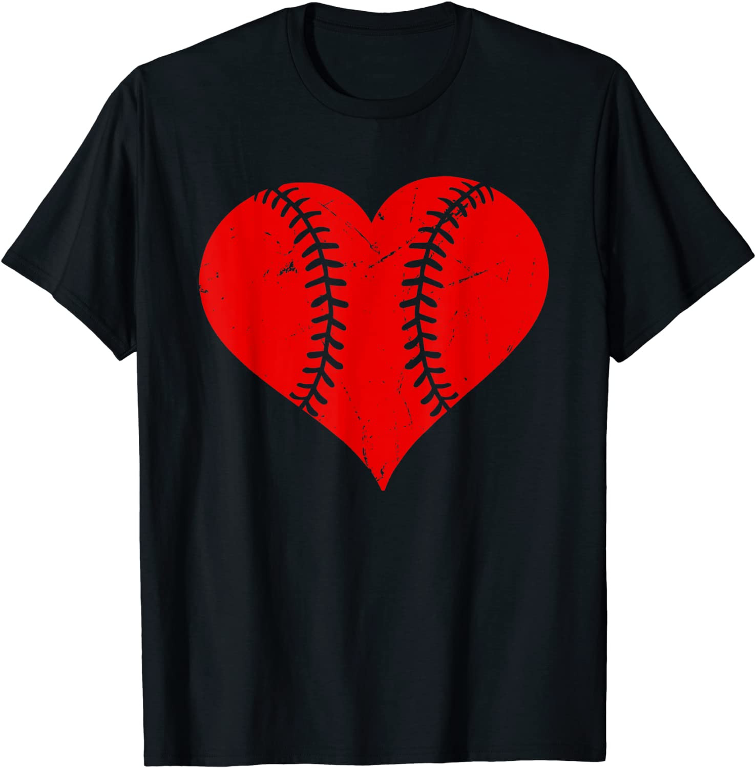 Vintage Baseball Heart Valentine's Day Boys Girls Kids T-Shirt