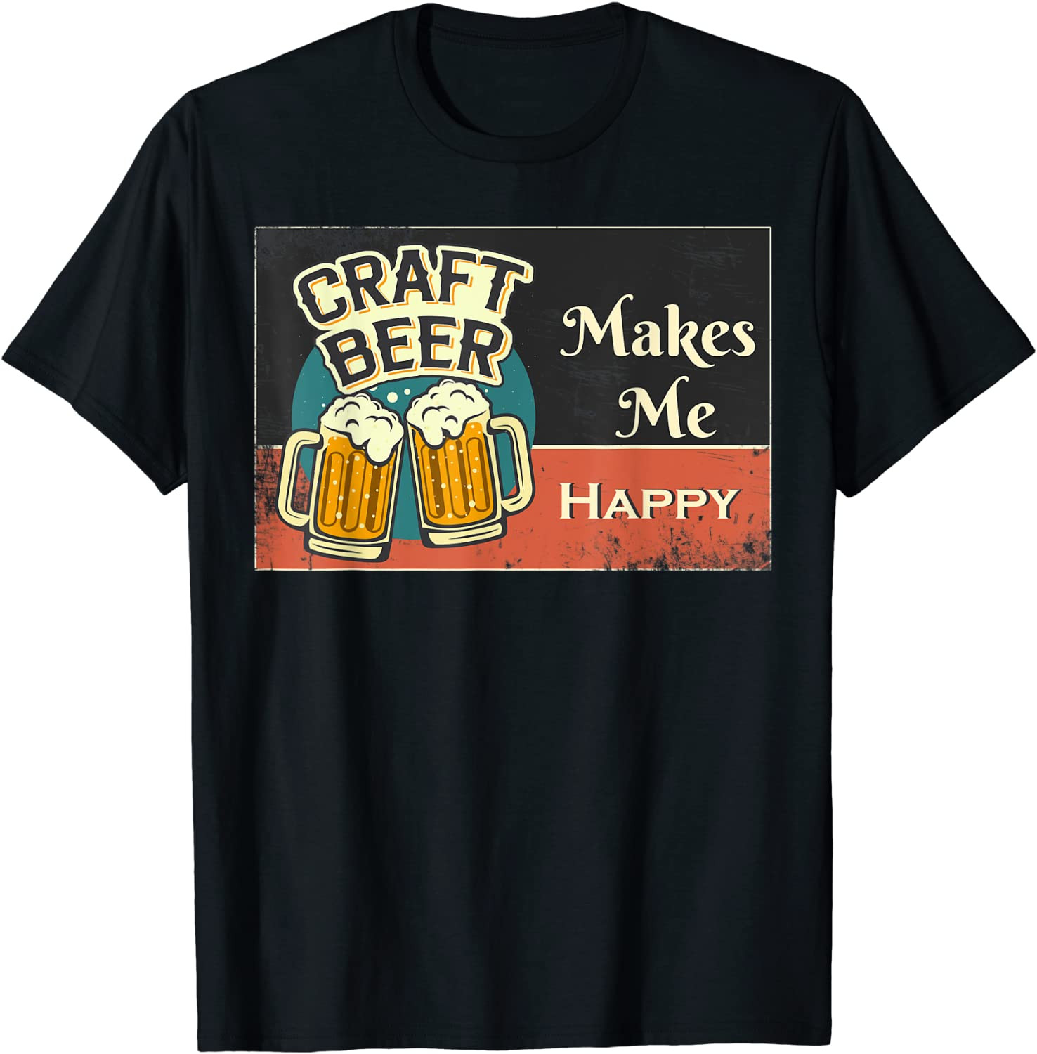 Vintage Craft Beer Makes Me Happy Drinking Gift Home Brewer T-Shirt
