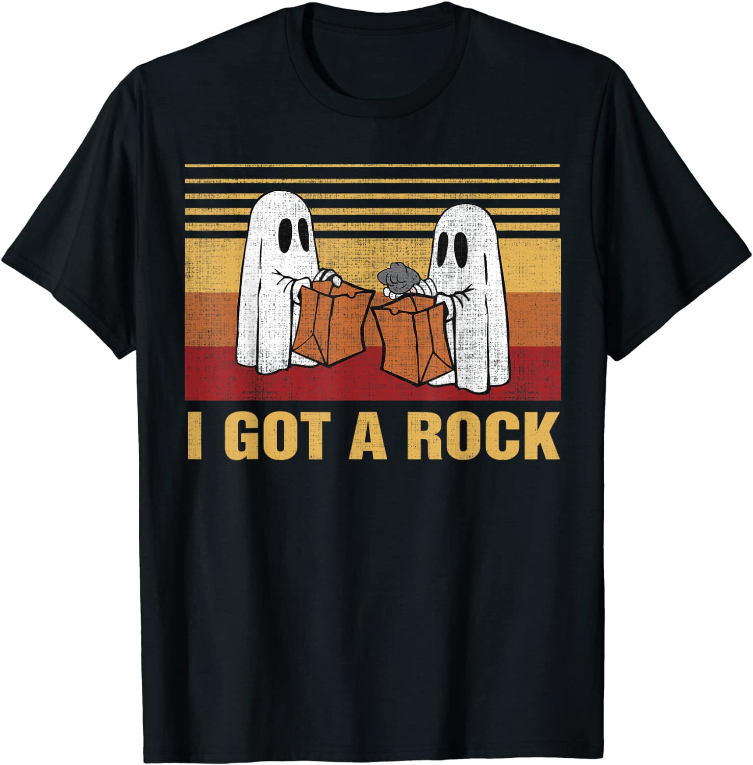 Vintage I Got A Rock Halloween Ghost Spooky Fan Spooky Vibes T-Shirt