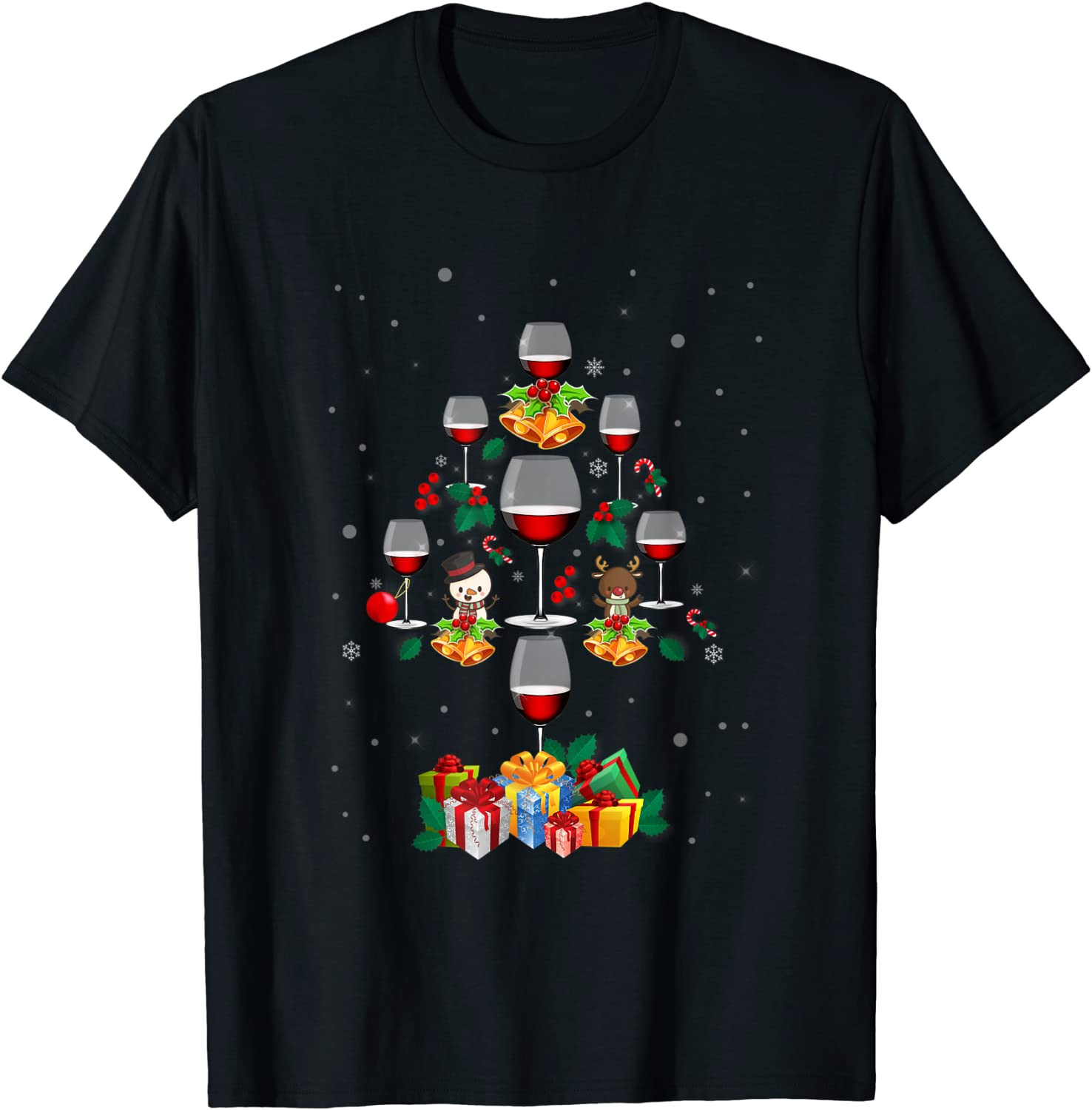 Wine Christmas Tree Xmas Ornament Decor T-Shirt