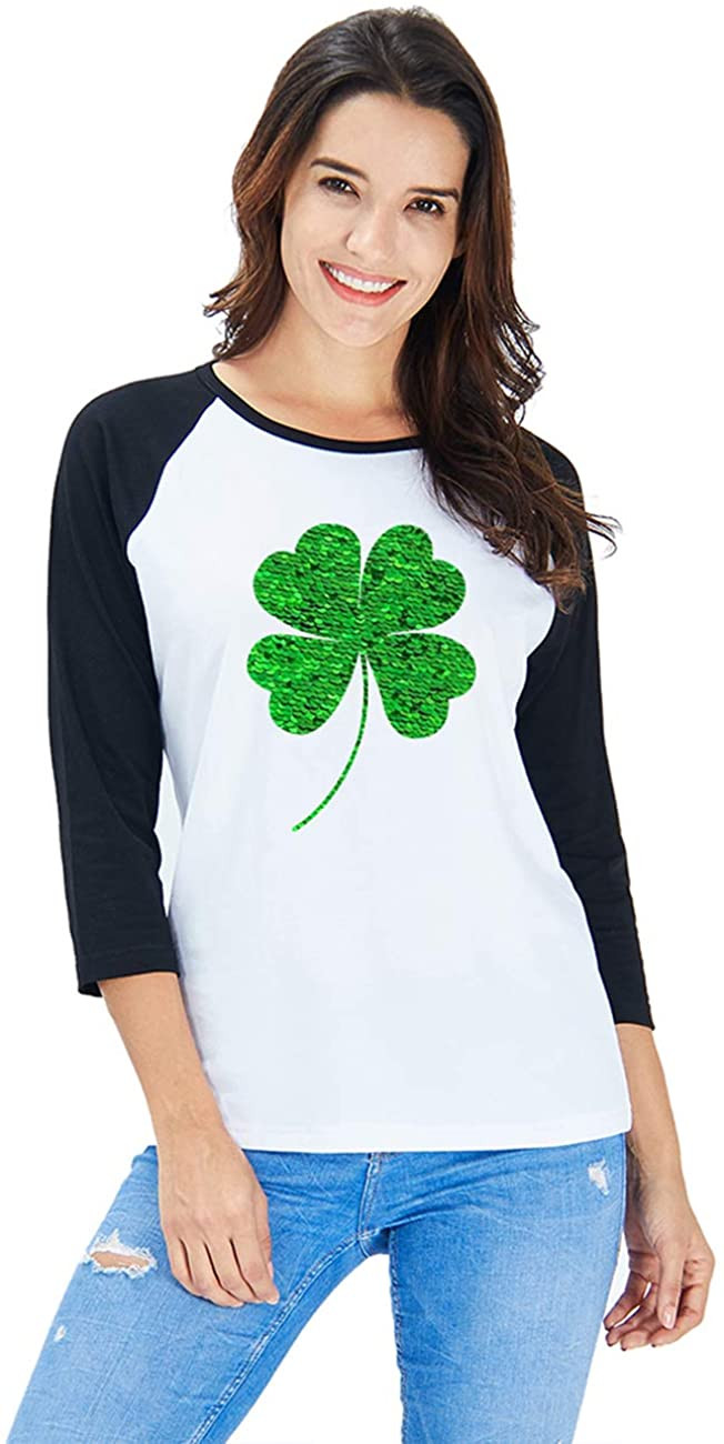 Women St. Patrick's Day Irish 3/4 Sleeve Baseball Jersey T-Shirt
