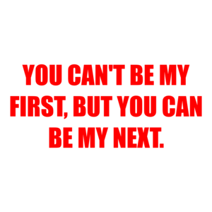 YOU CAN'T BE MY FIRST, BUT YOU CAN BE MY NEXT.
