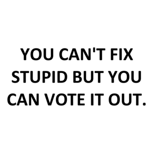 YOU CAN'T FIX STUPID BUT YOU CAN VOTE IT OUT.