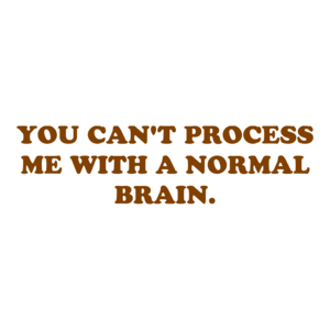 YOU CAN'T PROCESS ME WITH A NORMAL BRAIN.