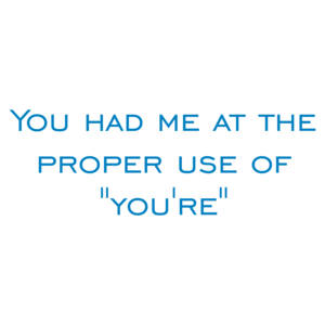 You had me at the proper use of "you're"
