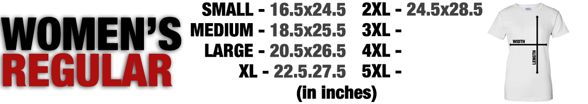 Sizing Chart for Womens Regular